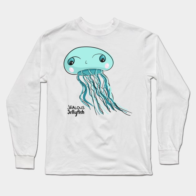 Jealous Jellyfish vector drawing Long Sleeve T-Shirt by nobelbunt